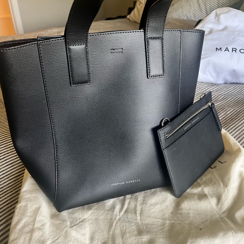 Loeffler Randall Black Leather Tote with Pouch
